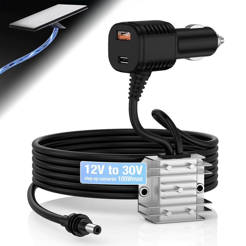 Starlink Mini 105W Car Charger, 12V/24V to 30V DC-DC Step-Up Booster, Stable Regulated 30V Output with Real-Time Voltmeter, Waterproof Power Cable for Starlink Mini Satellite System