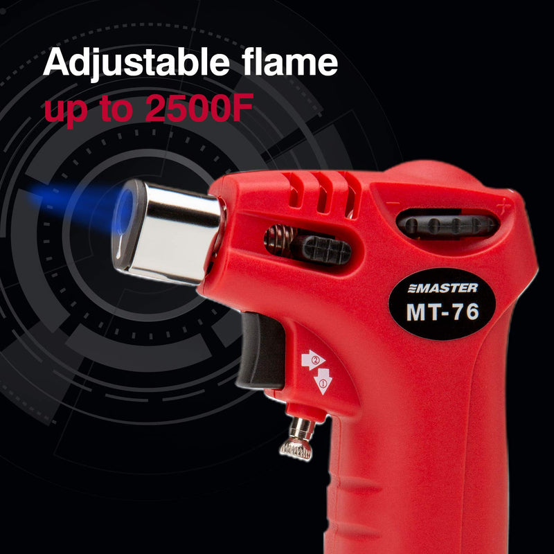 Master Appliance MT-76 Triggertorch 3-in-1 Heat Tool with Soldering and Hot Air Tips, Self-Igniting Multi-Function Butane Torch Lighter, Flame Temp up to 2500F Triggertorch with Soldering and Hot Air Tips