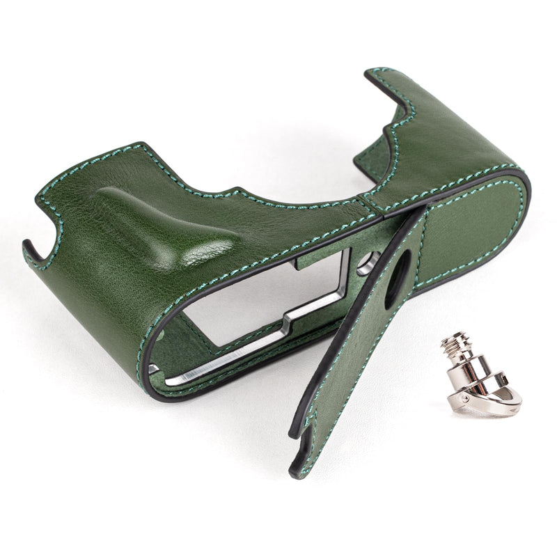 MUZIRI KINOKOO Case for Leica M11 M11-P M EV1, Premium Genuine Leather Protective Half Case for Leica M11/M11-P/M-EV1 Camera, with Hand Grip and Opening Bottom Design - Green