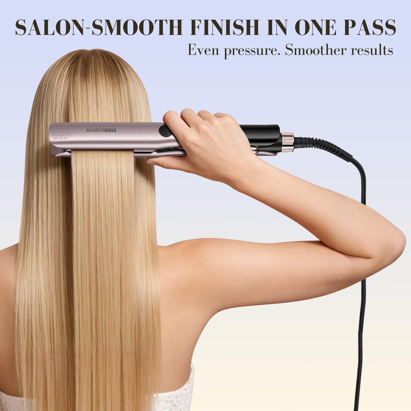 BarberBoss Hair Straighteners for Women, Precision Ceramic Hair Straightener with Floating Plates, Negative Ion & Keratin Technology, LED Temperature Control, Flat Iron for Straightening, QR-8412