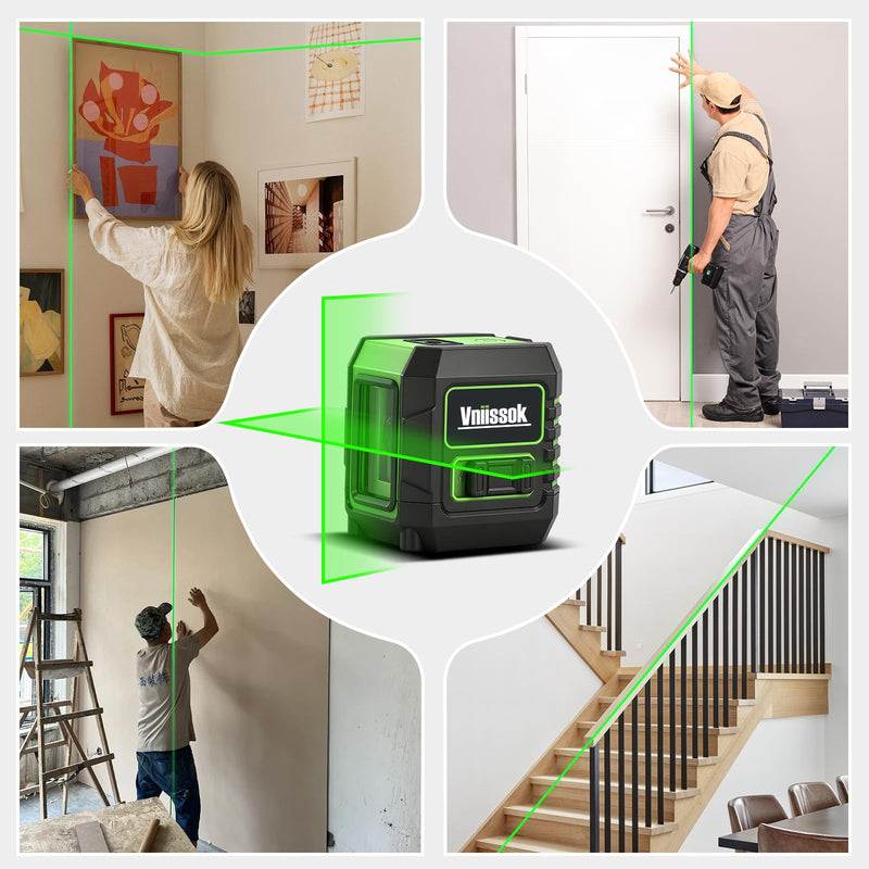 Laser Level 360 Self Leveling, Cross Line Laser with Self-Leveling, Vertical and Horizontal Line,for Construction and Picture Hanging, Horizontal Line leveler Tool (2 line green) 2 Line Green