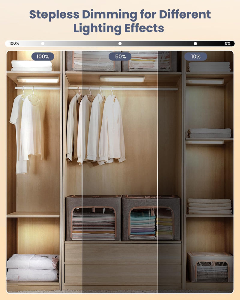 Pak Under Cabinet Lighting, 8 Inch 41 LED Rechargeable Battery Operated Motion Sensor Light Indoor, 1100 mAh Wireless Magnetic Dimmable 6500K Closet Lights, 5 Pack