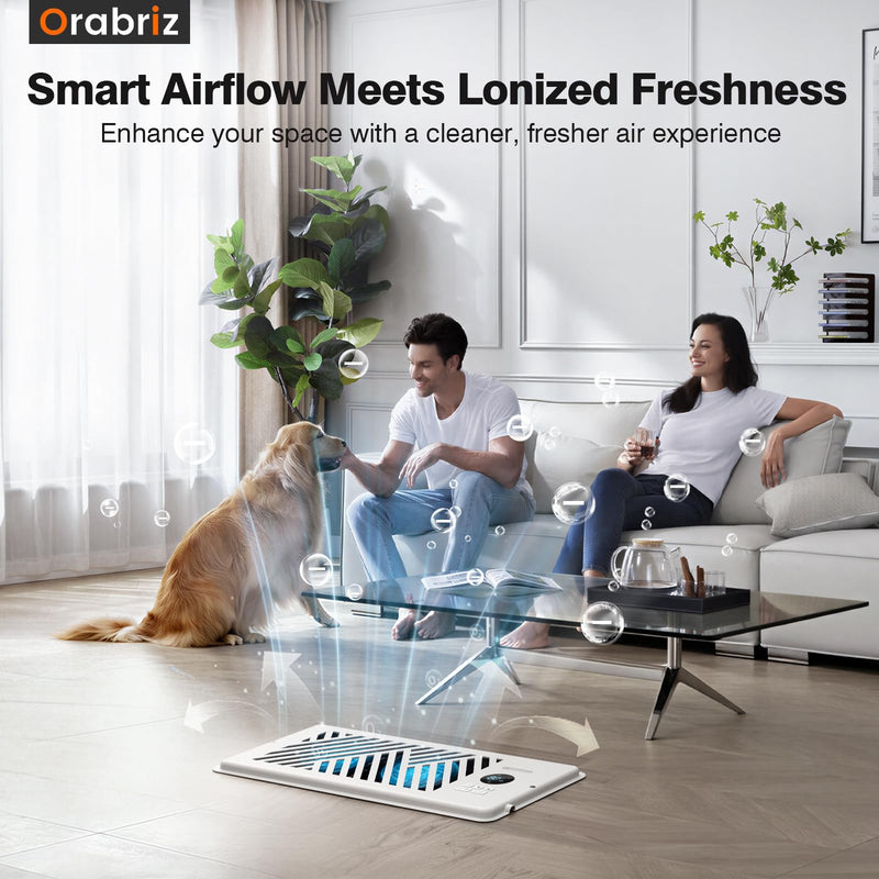 Smart AC Vent Booster Fan 4" x 10" Register with APP Control, Whisper-Quiet 120 CFM Airflow, Built-in Negative Ions, 10-Speed HVAC Vent Fan with Child & Pet Lock