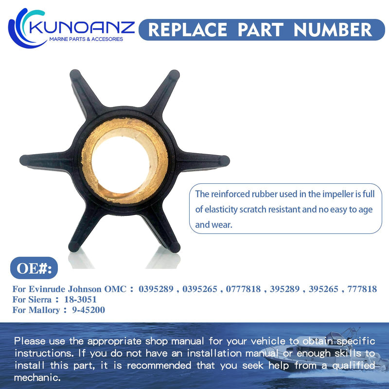 395289 395265 Water Pump Impeller For Evinrude Johnson 20 25 28 30 35 HP 2 Stroke Outboard Sierra 18-3051 0395289 0395265 0777818 20HP 25HP 28HP 30HP 35HP 1985-2010 20 25 28 30 35HP