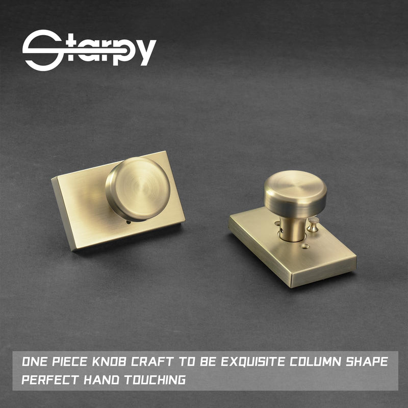 Gold Interior Door Knob for Bath & Bedroom Use | Zinc Rectangle Rosette, Push Lock for Privacy Gold