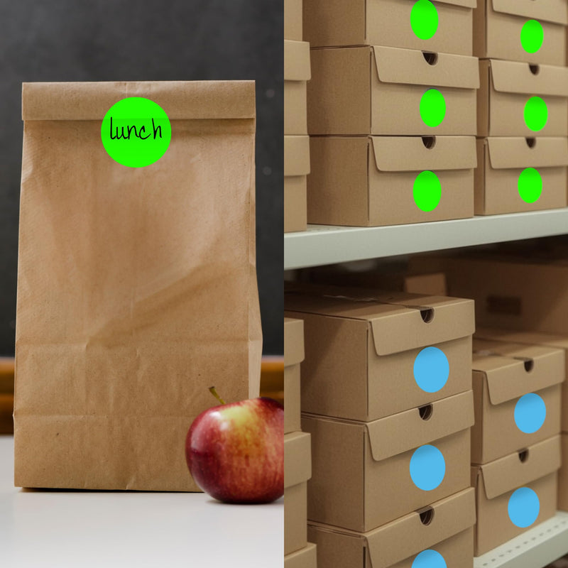 ChromaLabel 2 Inch Color Coded Stickers, Color Coding Label Dots, Fluorescent Green Write On Label, Permanent Circle Stickers, 500 Round Labels per Roll 2"
