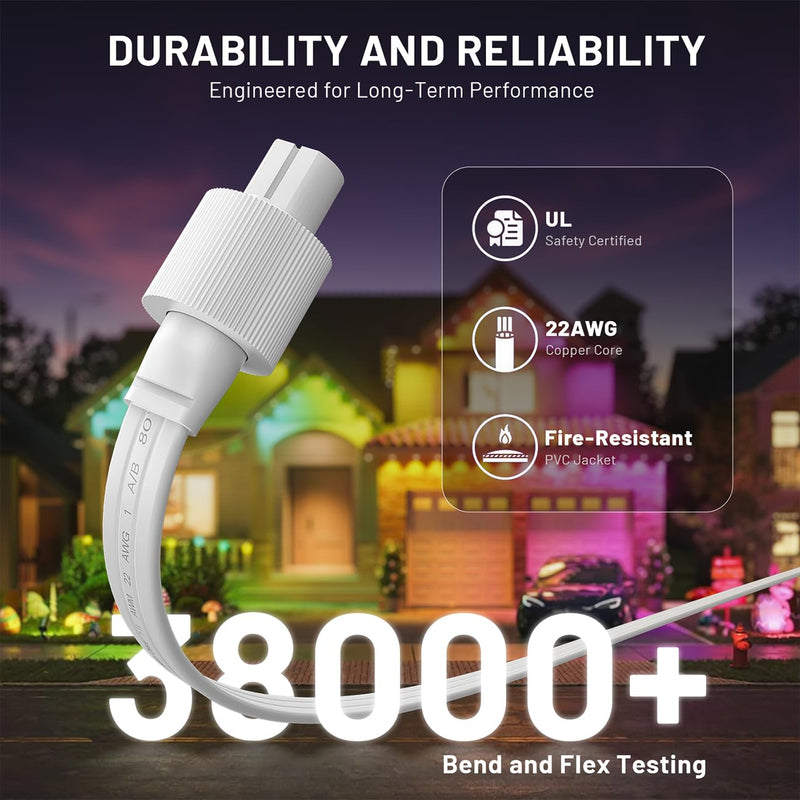 32FT Extension Cable for Govee Outdoor Lights Series & Dots String Lights, IP68 3-Pin Waterproof Extension Cord for Govee H705A H705B H705C, H705D H705E H705F, H706A H706B H706C, H805A H805B H805C 32FT Extension Cord-1PCS