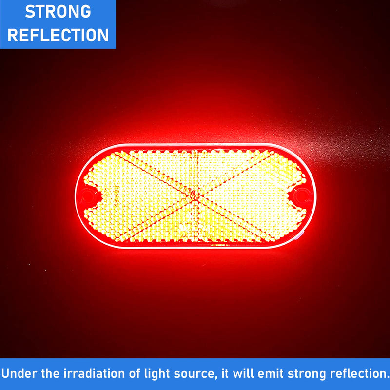 Reflector Self Adhesive Oval 114X50mm Safety Waterproof Stick on for Driveway Mailbox Trees Fender Trailer Red 2pcs