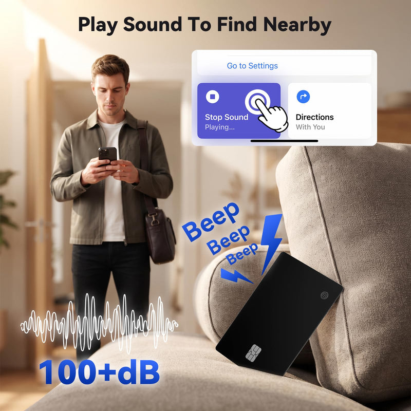 eirix 2 Pack Wallet Tracker Card (iOS and Android) Ultra Slim 0.07in IP68 Waterproof Rechargeable Work with Apple Find My & Google Find Hub, Item Locator for Card Holder,Passports,Money Clips