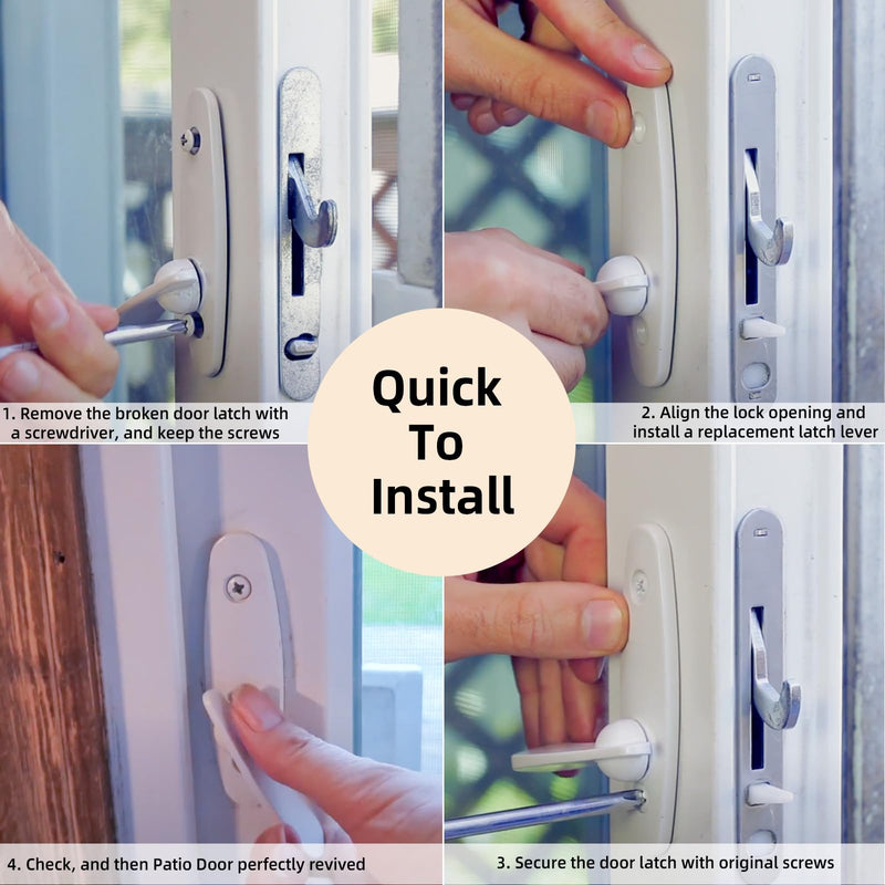 Sliding Door Lock Replacement for Andersen, 10-Years Durable Tribeca Style Thumb Latch, Gliding Door Lock Replacement Parts w/Color-Matched Screws, White