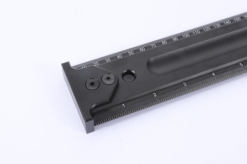 PEC Tools 24" Woodworking Ruler with Hook Stop, Laser-Etched Layout Tool, 600mm Precision Aluminum Hook Ruler 24-Inch Ruler
