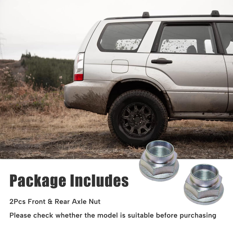 2Pcs Front & Rear Axle Nut Replacement Fit for Subaru Forester Outback Impreza WRX STI Crosstrek Ascent BRZ CV Spindle Nut 2000-2025 Replace 902170049 902170044 902170047 103-0504