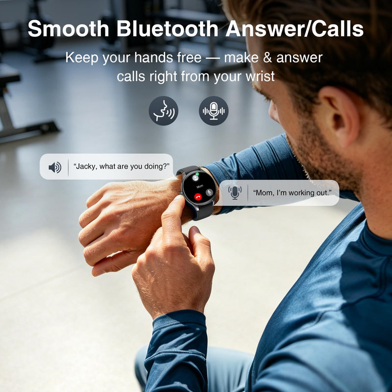 Fitpolo Smart Watch for Men Android & iPhone (2 Bands Jet Black) | 1.57" HD Display, Bluetooth Call/Answer, IP68 Waterproof, Heart Rate/SpO2/Sleep Monitor, Built-In AI Voice, 105+ Sports Modes