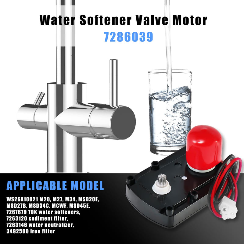 7286039 7281291 Water Softener Valve Motor with Gear 7283489 and Screws,Replaces OEM: 7384691 7384683 7234731 7368116 WS26X10021 WS26X21821 Fit for Softener System