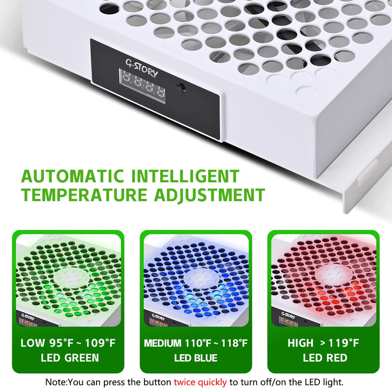 G-STORY Cooling Fan for Xbox Series S, Auto 3 Speed Adjust Temp Display RGB WHITE