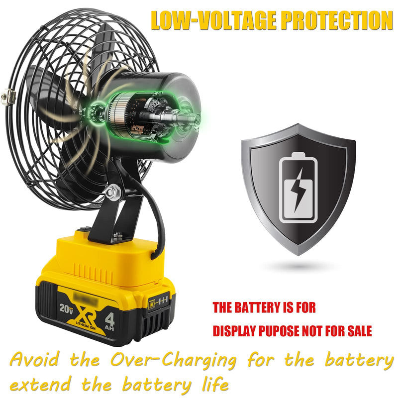 Portable Outdoor Sleek Jobsite Cordless Fan Compatible with DeWalt, Bucket Indoor Fans Operated Powered by DeWalt 20V Max Battery, Blow Heat and Cooling at Work,Tool Only