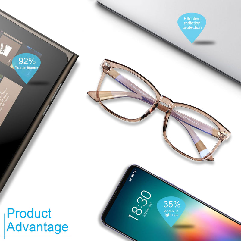 Blue Light Blocking Glasses Men Women Anti-Fatigue Computer Monitor Gaming Improve Sleep Reduce Eye Strain Gamer Glasses Brown