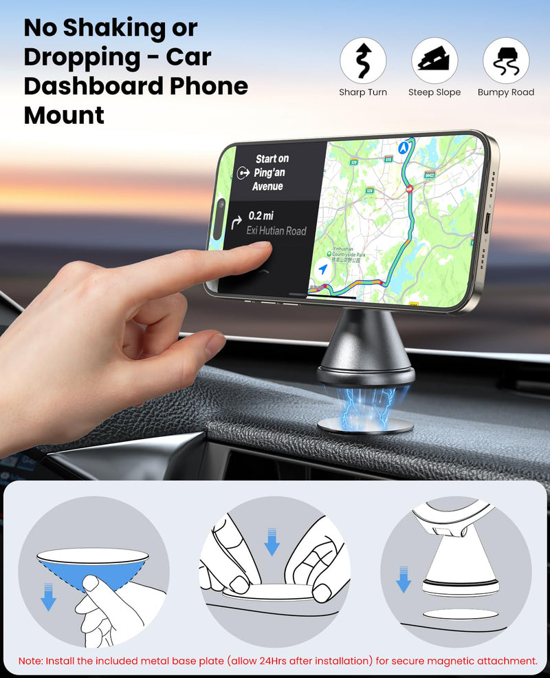 for Magsafe Car Mount - Magnetic Phone Holder for Car Dashboard, Gym Phone Holder, Golf Cart Phone Mount, 360° Rotation Cell Phone Holders for Your Car for iPhone17/16/15/14/13/12 Series