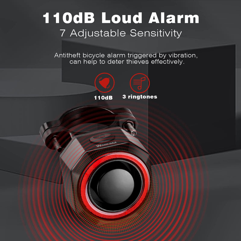 WSDCAM Smart Bike Tail Light Alarm Bike Brake Light Auto ON/Off Anti Theft Bike Alarm with Remote Waterproof Bicycle Alarm Rear Bike Light Bicycle Tail Light LED Rechargeable