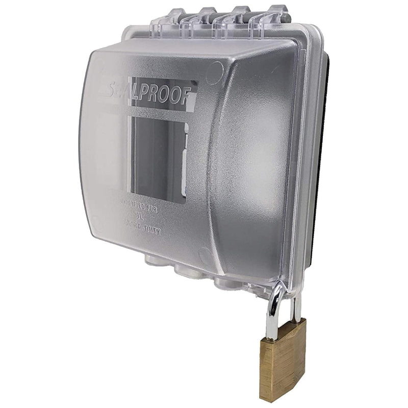 Sealproof 2-Gang Weatherproof Lockable In Use Electrical Power Outlet Cover, Two Gang, UL Extra Duty Compliant, 45-in1, Plastic Clear Frost Standard 2-Pk