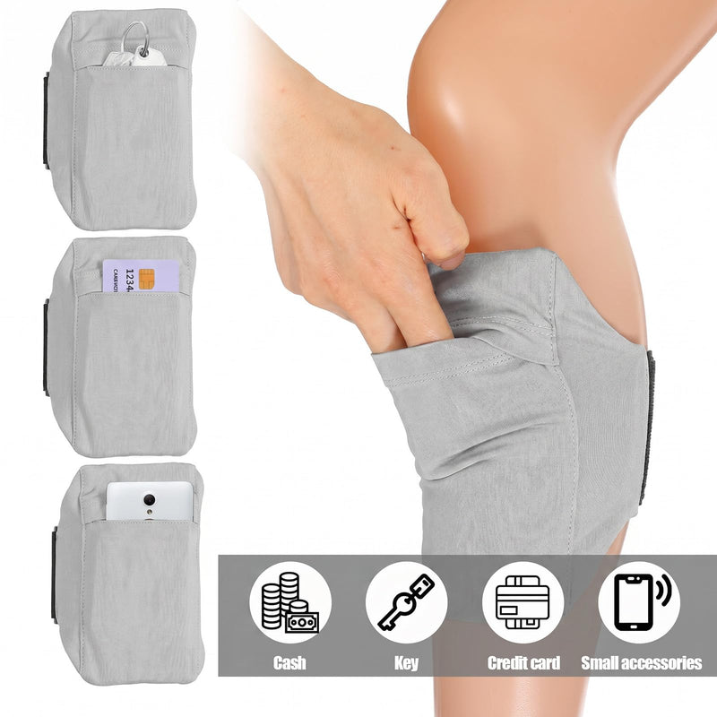 Leg Phone Holder, Thigh Phone Holder, Cellphone Leg Straps, Non Slip Ankle Wallet, Adjustable Smartphone Arm Pouch, Sports Armband for Equestrian, Jogger, Running, Workout, Hiking, Motorcycle (Gray)