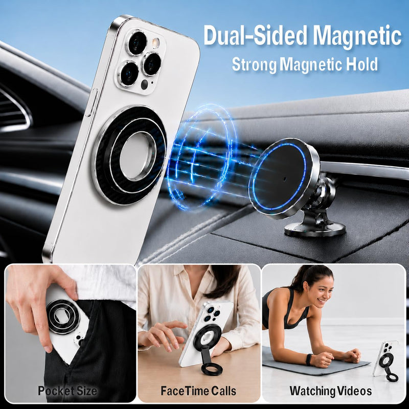 for Magsafe Magnetic Phone Grip Stand for Samsung Galaxy S26Ultra S25 | Dual-Sided MagSafe Ring Holder Gym Finger Magnet Kickstand for iPhone 17 16 15 Pro Max, Samsung Z Fold 8 Ultra 7 Z Flip 8 7