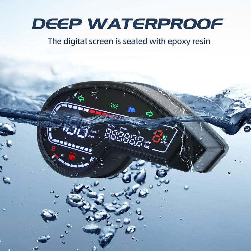 Motorcycle Digital Speedometer Compatibility for Honda NXR150 NXR125 Bros Motorcycle Gauge Cluster MPH 12V Dashboard Speedo Meter with Tachometer RPM Odometer Gear Volt