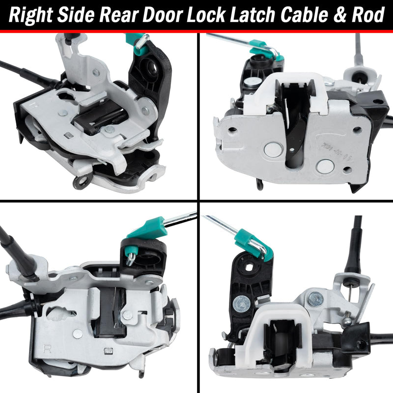 Rear Door Lock Latch Cable & Rod - Right Passenger Side - Fit for 1992-2019 Ford E150 E250 E350 E450, Back Cargo Door Latch Cables Kit Replaces# 8C2Z-15431A02-C AC2Z-15431A02-A 6C2Z-15431A02-AA Rear Right Passenger Side