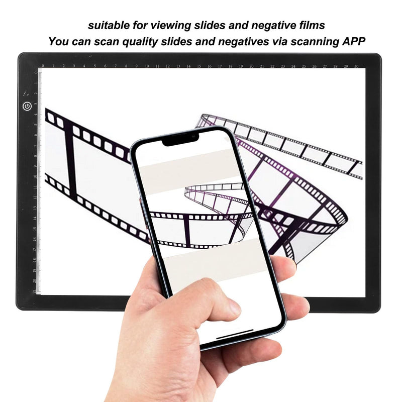 Slide Viewer Light Pad, Ultra Slim Light Pad Scanner, USB C Negatives Old Slides Scanning Light Box with 3 Brightness Levels and Graduated, for Sketching, Stenciling