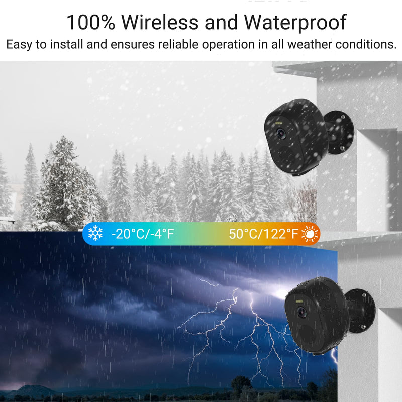 Rraycom 2Pack 5G&2.4G Security Cameras Wireless Outdoor - 2K Tuya Smart Camera for Home Security with AI Motion Detection, Spotlight, Color Night Vision,2-Way Audio, Waterproof, SD/Cloud,Works w/Alexa BLK