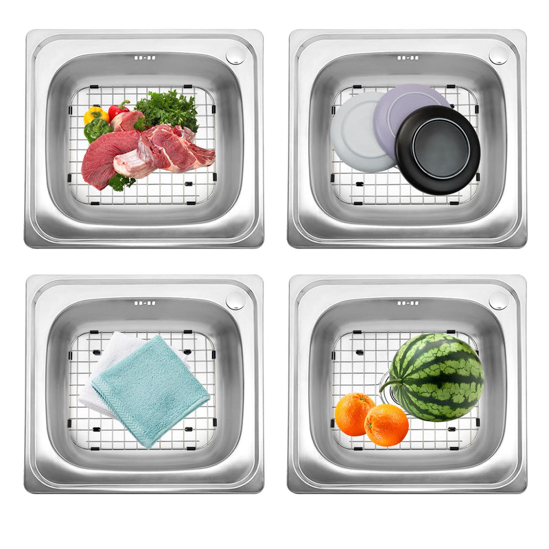 2pcs Sink Protectors Stainless Steel Sink Bottom Grid for Kitchen 14 x 12 inch, Heavy Duty Kitchen Grid Sinks Bottom Protector Center Drain Hole(2 Pack, 14"×12")