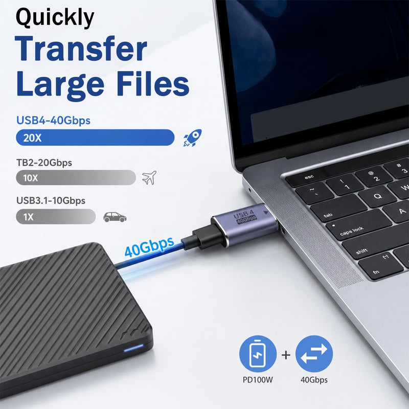 5 Pack 5 Style USB C Right Angle Adapter, 90 Degree USB C Male to Female Adapters Right Angle Type-C Adapter Extender for Notebook Computers, Tablet and Mobile Phones 40Gbps 100W PD