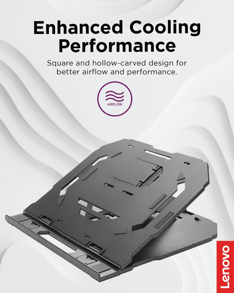 Lenovo 2-in-1 Laptop Stand - Adjustable, Portable, Foldable, Ergonomic, Non-Slip, Compatible with Laptops up to 15" and Cell Phones, Ideal for Travel For Laptops Up to 15"