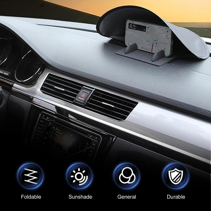 Cell Phone Sun Shade, Foldable Portable Car Dashboard Phone Sunshade, Anti-glare Smartphone Sunscreen, Car Interior Accessories (Black)