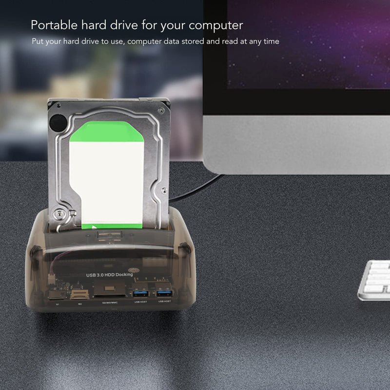 USB 3.0 to SATA IDE Bay Docking Station for 2.5 or 3.5in HDD SSD, Support 20TB, Hot Swap, Offline Clone, Tool Installation (US Plug)