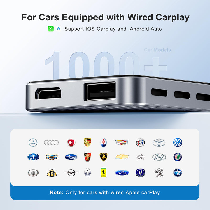 AI Box CarPlay, 3-in-1 Wireless CarPlay Adapter Android Auto OEM Wired Cars | Built-in Netflix/YouTube for Streaming, 5.8GHz WiFi, Convert Wired to Wireless, Plug & Play （4GB RAM+32GB ROM）