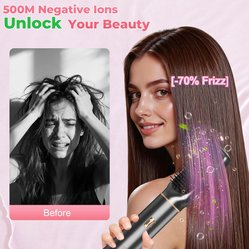 5 in 1 Hot Air Styler, Hair Dryer Brush with Auto Wrap Curlers, 3 Heat Settings, Fast Drying & Volumizing – Includes Curling Barrels & Straightening Comb (Matte) | Multi Hair Styling Tool with 3 Heat Settings, Curling Barrels and Straightening Comb for...