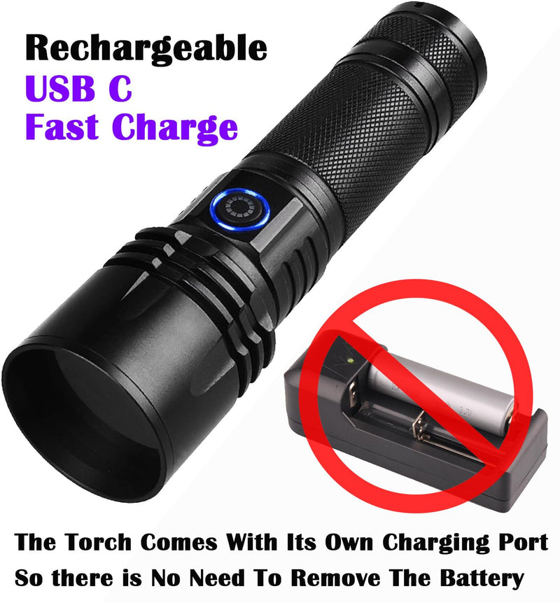Rechargeable UV Blood Tracking Flashlight for Hunting at Night Hunting Black Light for Blood Detection,Spray Luminol Blood Will Glow UP (10W) 10W