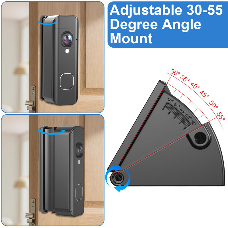 Adjustable 30-55° Doorbell Angle Mount for Blink Newest 2026 Battery & Wired Doorbell 2K+, Wedge Kit Corner Mounting Bracket Holder Accessories for House, Enhanced Protection Mount