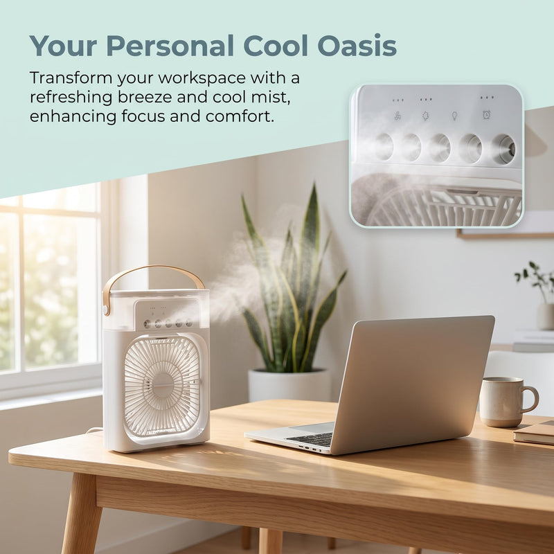 5 nozzles misting fan USB humidifier fan multifunctional spray cooling fan portable desktop mist fan-Green Green