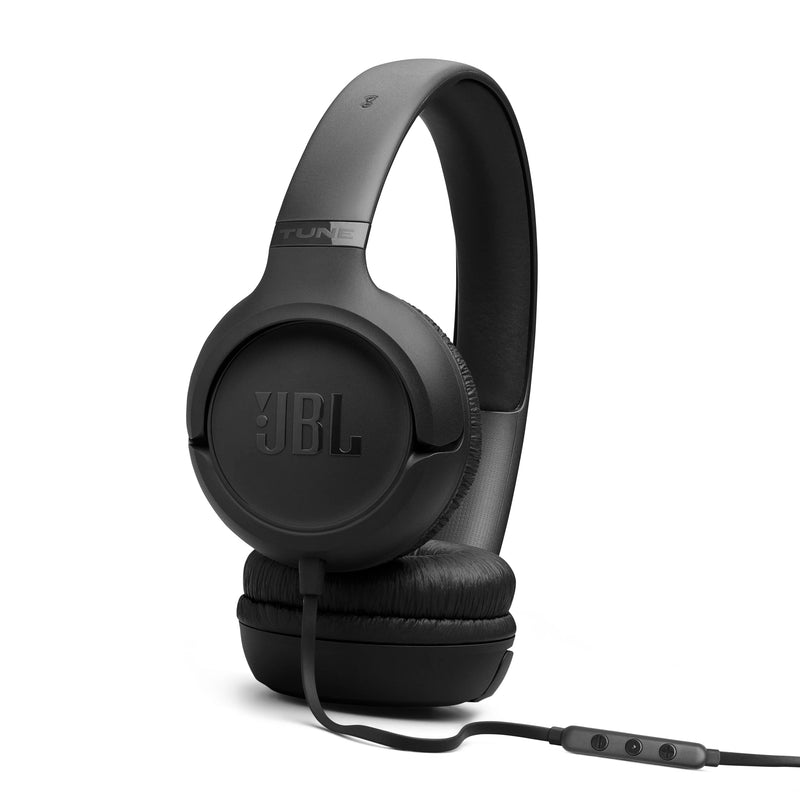 JBL Tune 530C - Wired On-Ear Headphones - Black | JBL Pure Bass Sound, Hi-Res Audio, Wide compatibility, 3-button remote with microphone, Easy EQ presets