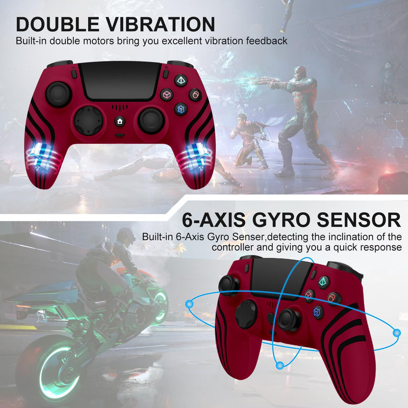 Wireless Controller for PS4,Controller Compatible with PS4/Slim/Pro,Red Red