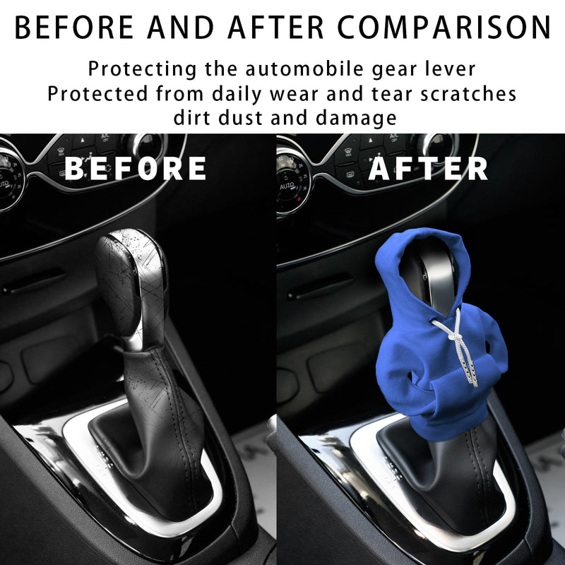 vvag Gear Shift Hoodie,Universal Shift Knob Hoodie, 4.7 Inch Car Shifter Stick Protector Decoration, Funny Hoodie Car Gear Shift Cover, Auto Interior Accessories Shifter Hoodie (Blue) Blue