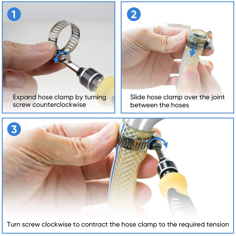 TICONN 40PCS Hose Clamp Set - 1/4''–1-1/8'' 304 Stainless Steel Worm Gear Hose Clamps for Pipe, Intercooler, Plumbing, Tube and Fuel Line 40 Pcs Kit