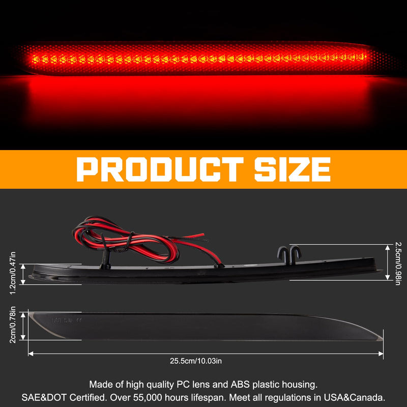Gempro Rear Bumper Reflector Lights for Ford Mustang 2015-2017 Led Red Brake Tail Lamps Smoked Len, 2PCS 2015-2017 Ford Mustang Rear Bumper Reflector