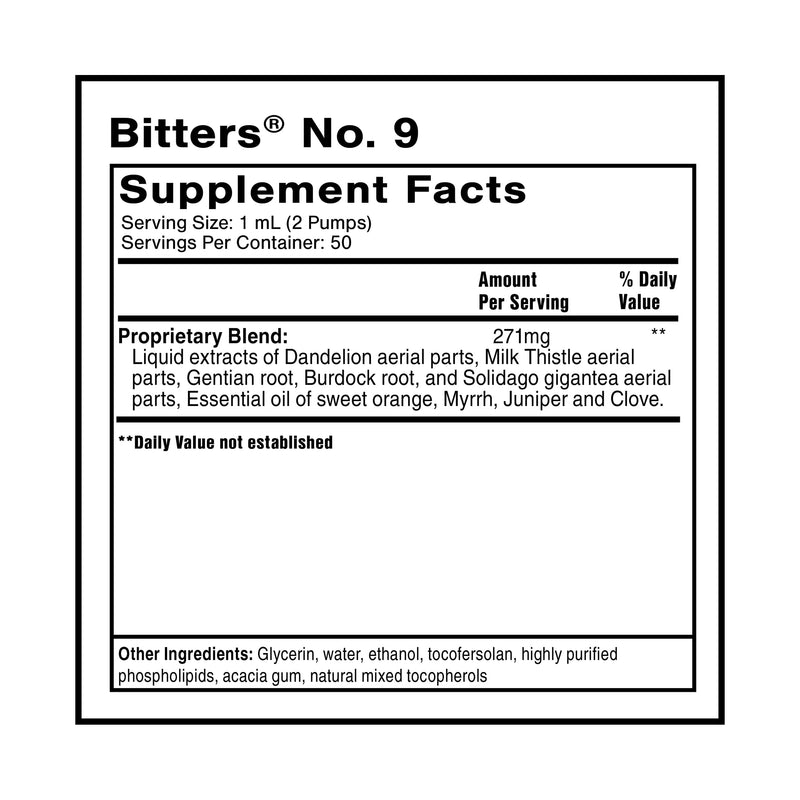 Quicksilver Scientific Dr. Shade's Bitters No. 9 - for Digestion - Fast Acting Liposomal Digestive Bitters with Milk Thistle, Burdock Root & Juniper Essential Oil - Digestive Support (50ml)