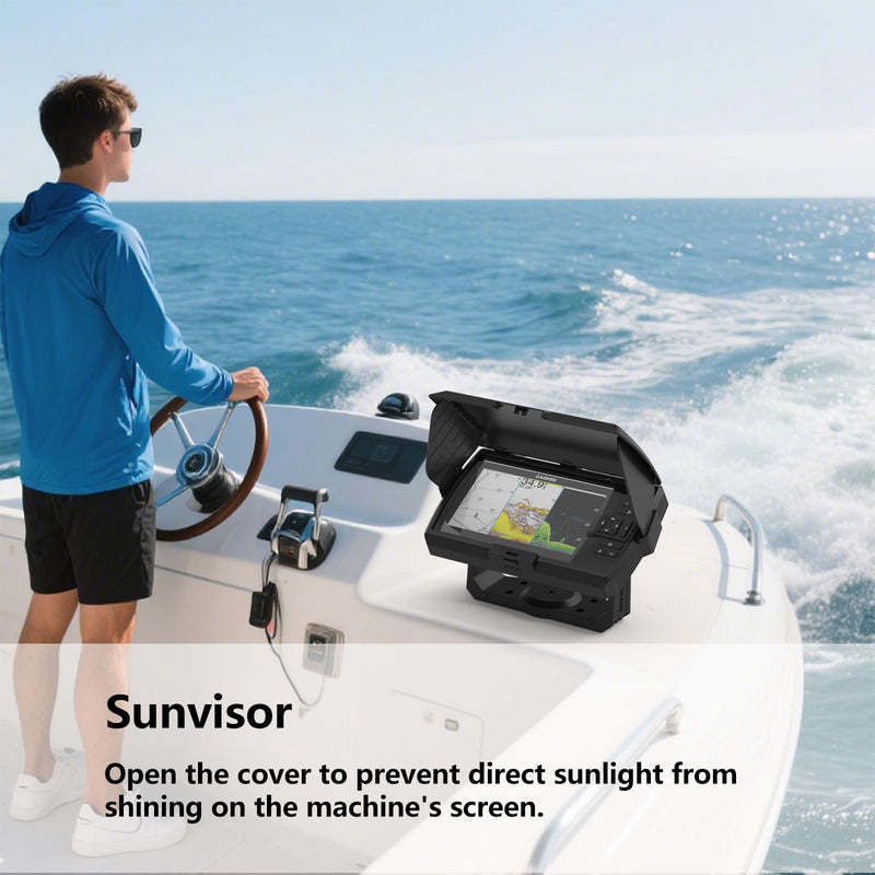 Foldable Sunvisor Cover Compatible with Garmin Striker Vivid 7cv/7sv/Garmin Striker 7cv/7sv - Fishfinder Waterproof Protective Cover (Black)