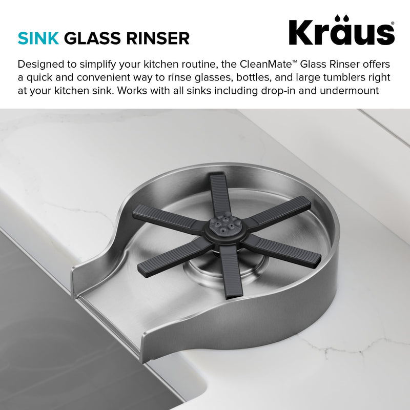 KRAUS CleanMate Glass Rinser for Kitchen Sink in Spot-Free Stainless Steel Color Finish, KGR-500SFS Spot Free Stainless Steel