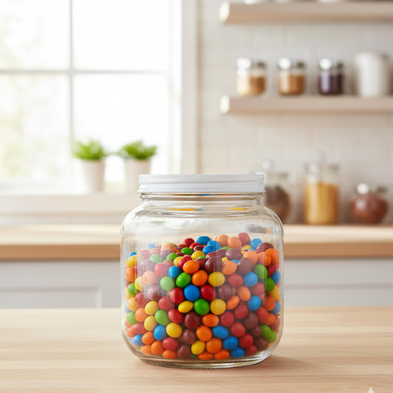 kitchentoolz Half Gallon Glass Large Mason Jar Wide Mouth with Airtight Metal Lid - 1/2 Gallon Mason Jars - BPA-Free Glass Jar with Lid - Dishwasher Safe Made in USA White Lid 0.5 Gallon Pack of 1