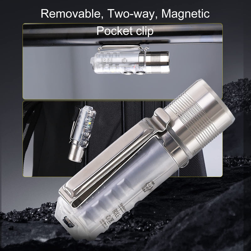 RovyVon Aurora A28 2nd USB-C EDC Flashlight, 6500K Cool White Max 1000 Lumen, 850mAh Rechargeable Small Flashlight, with Red/White/ 365nm Sidelights, Momentary On, Ideal Flashlight for Camping Silver (Sidelight: UV+Red+White)